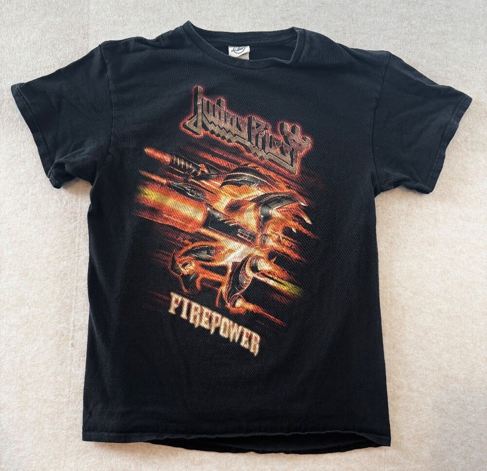 Judas Priest Firepower Tour T Shirt Mens M Black Double Sided Metal Band Tee